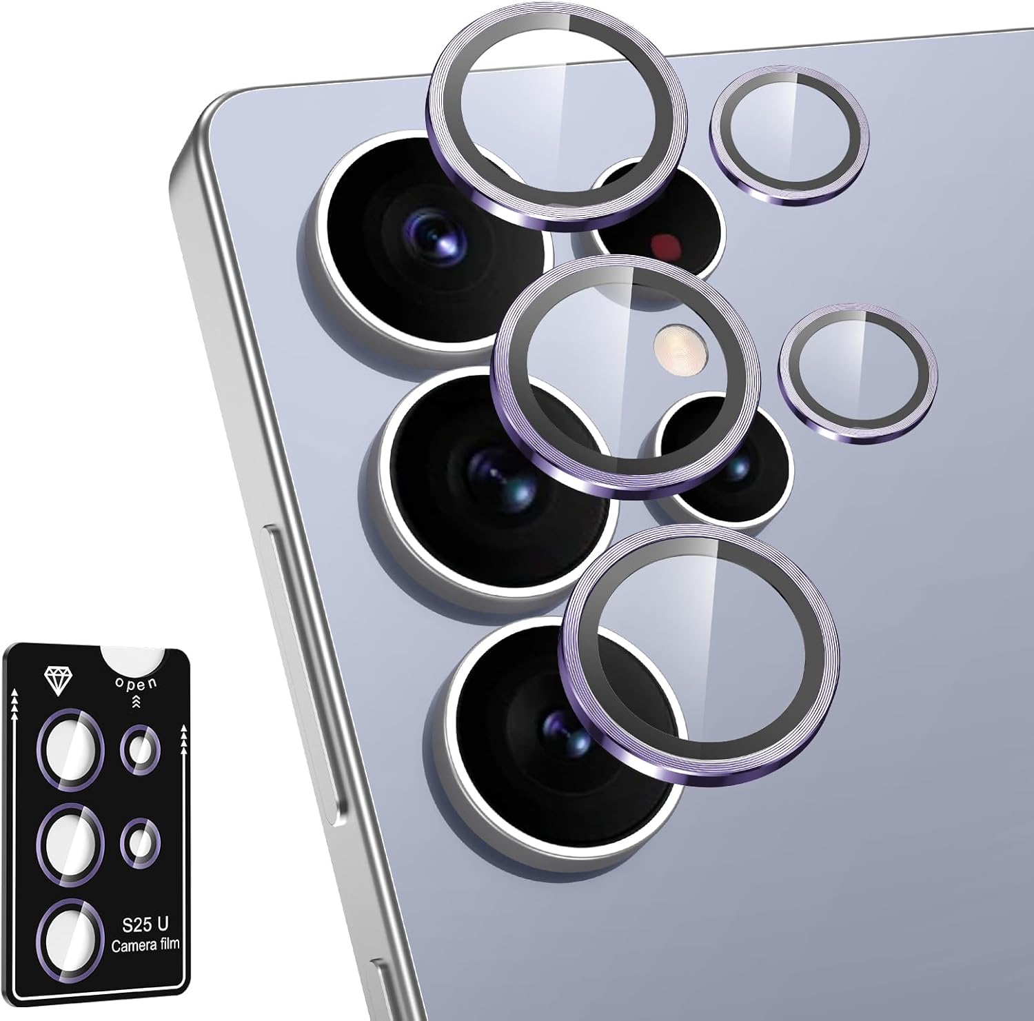 for Samsung Galaxy S25 Ultra Camera Lens Protector, Individual Metal Ring Temper...