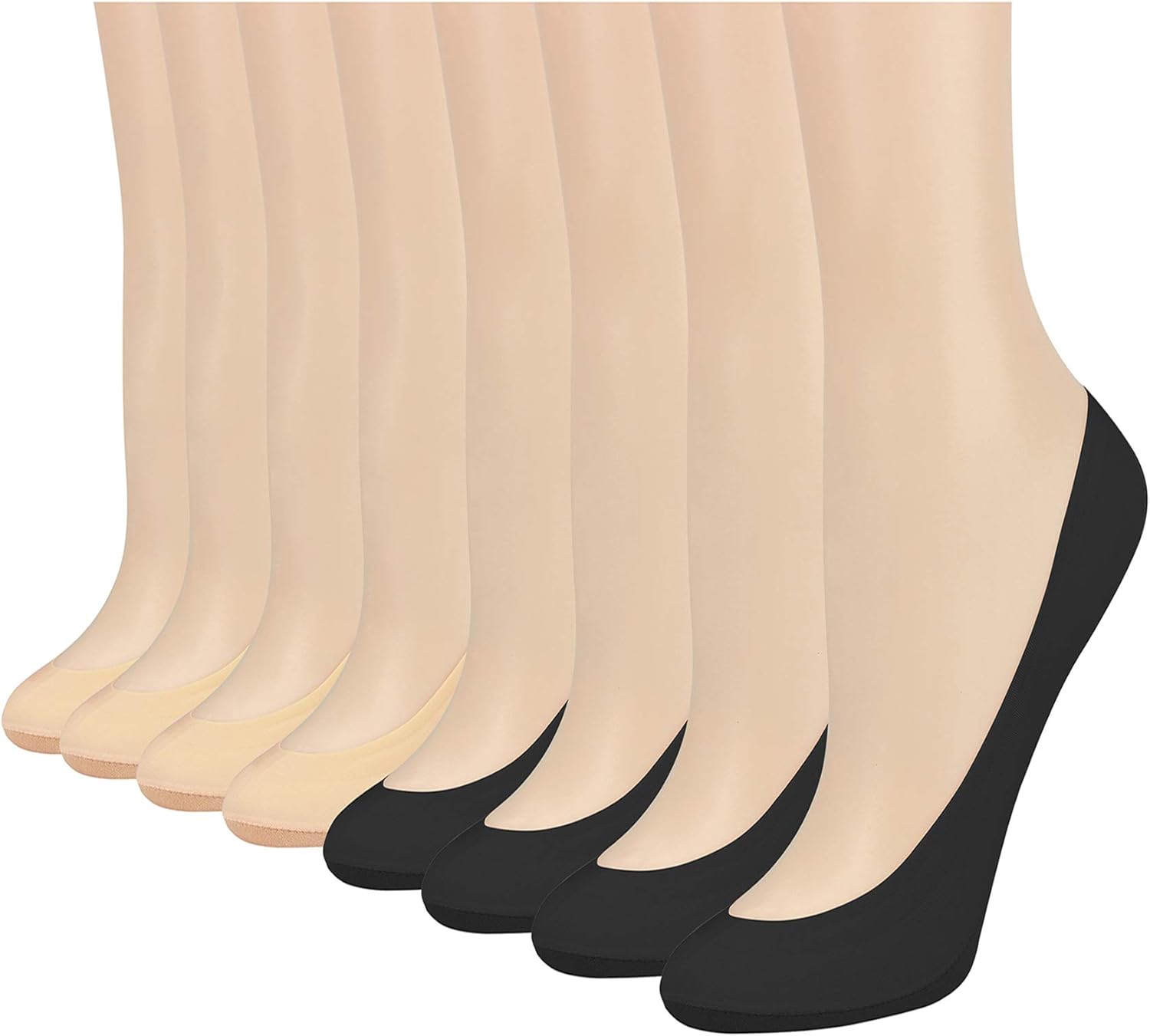 Double Couple 8 Pairs No Show Socks Women Low Cut Socks for Flats Non Slip Thin...