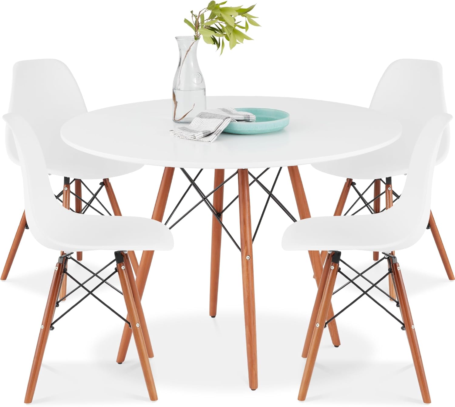 Best Choice Products 5-Piece Dining Set, Compact Mid-Century Modern Table & Chai...