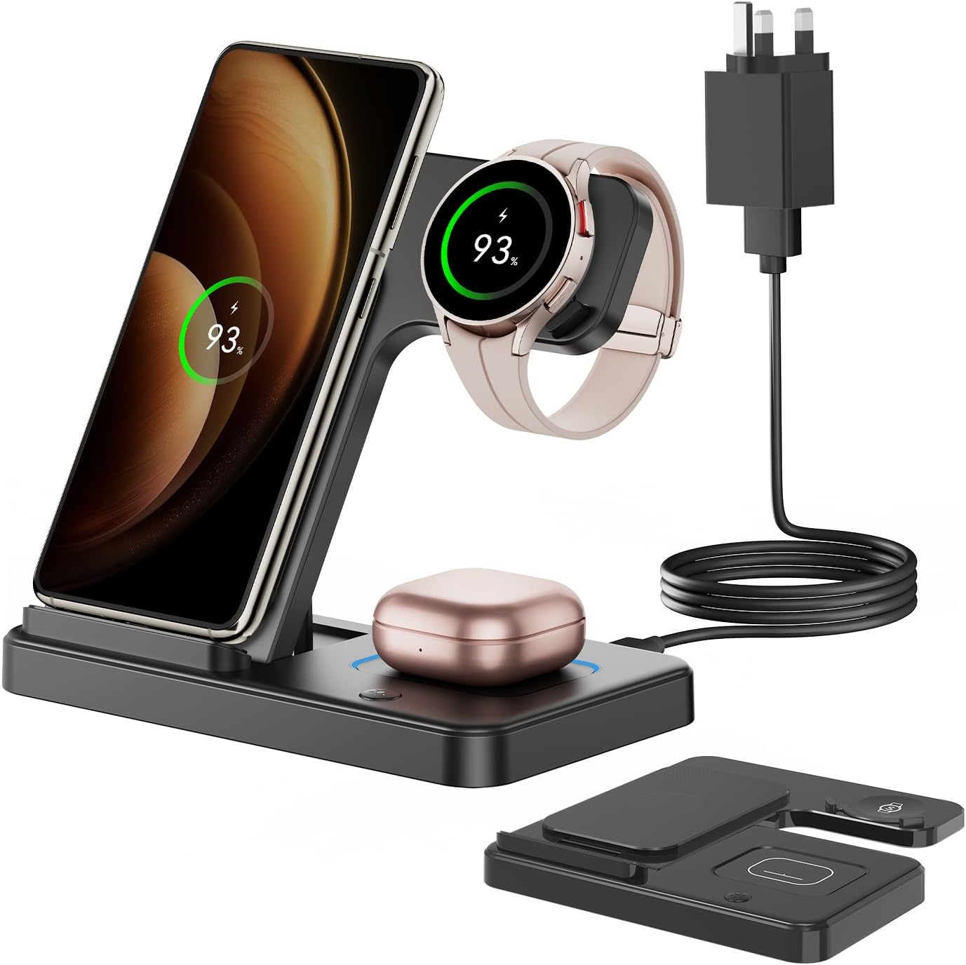 GEEKERA Wireless Charger for Samsung, 3 in 1 Foldable Charging Station for Samsu...