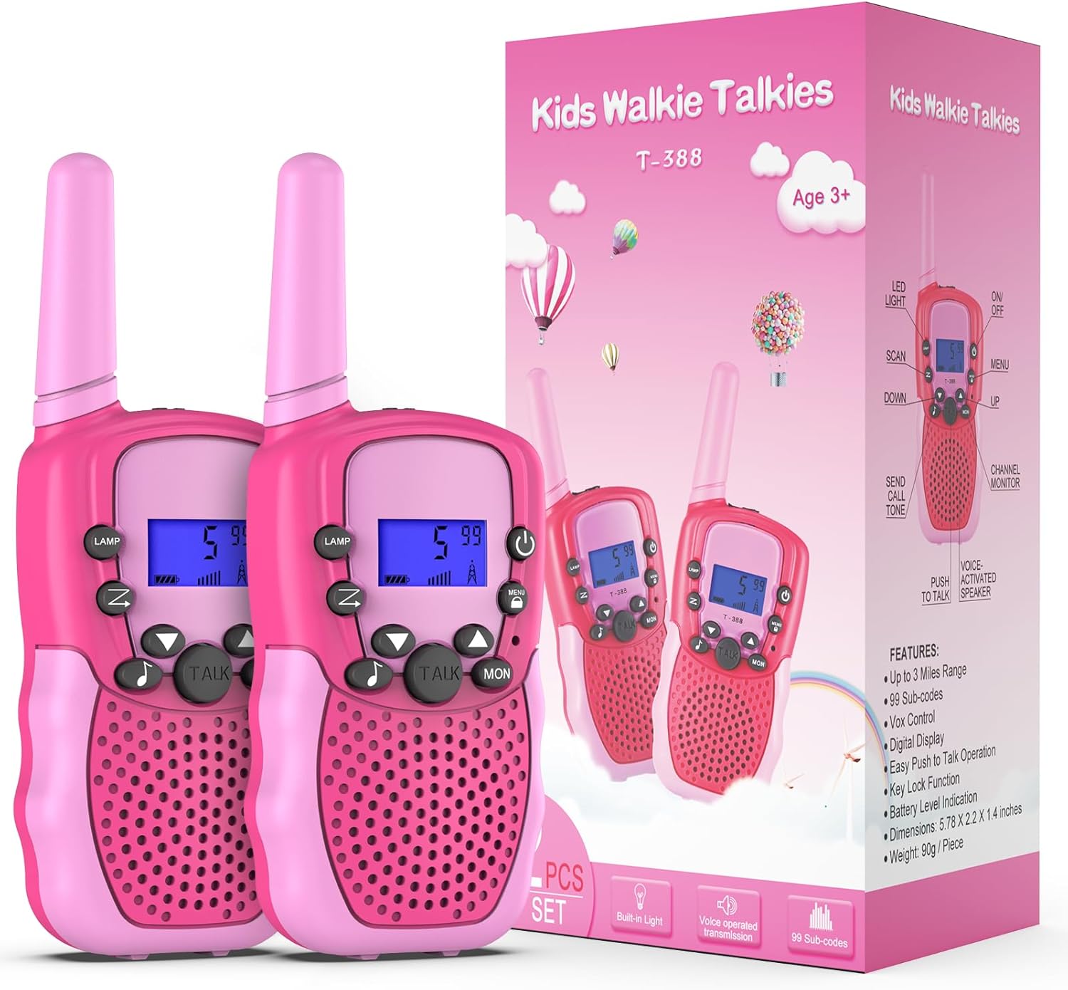 Kearui Toys for 3-12 Years Old Boys, Kids Walkie Talkie for Girls 8 Channels 2 W...