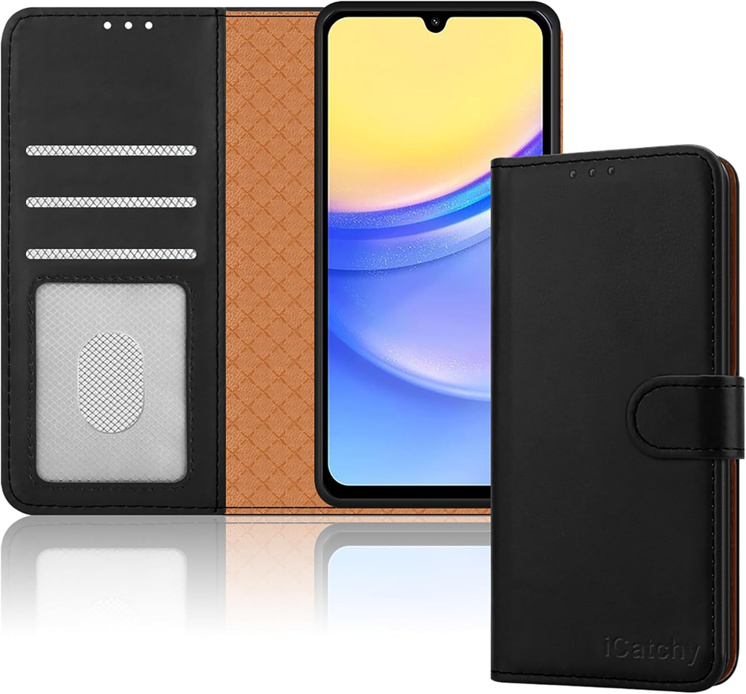 iCatchy for Samsung Galaxy A15 Phone Case – Leather Wallet Cover, Book Flip Foli...