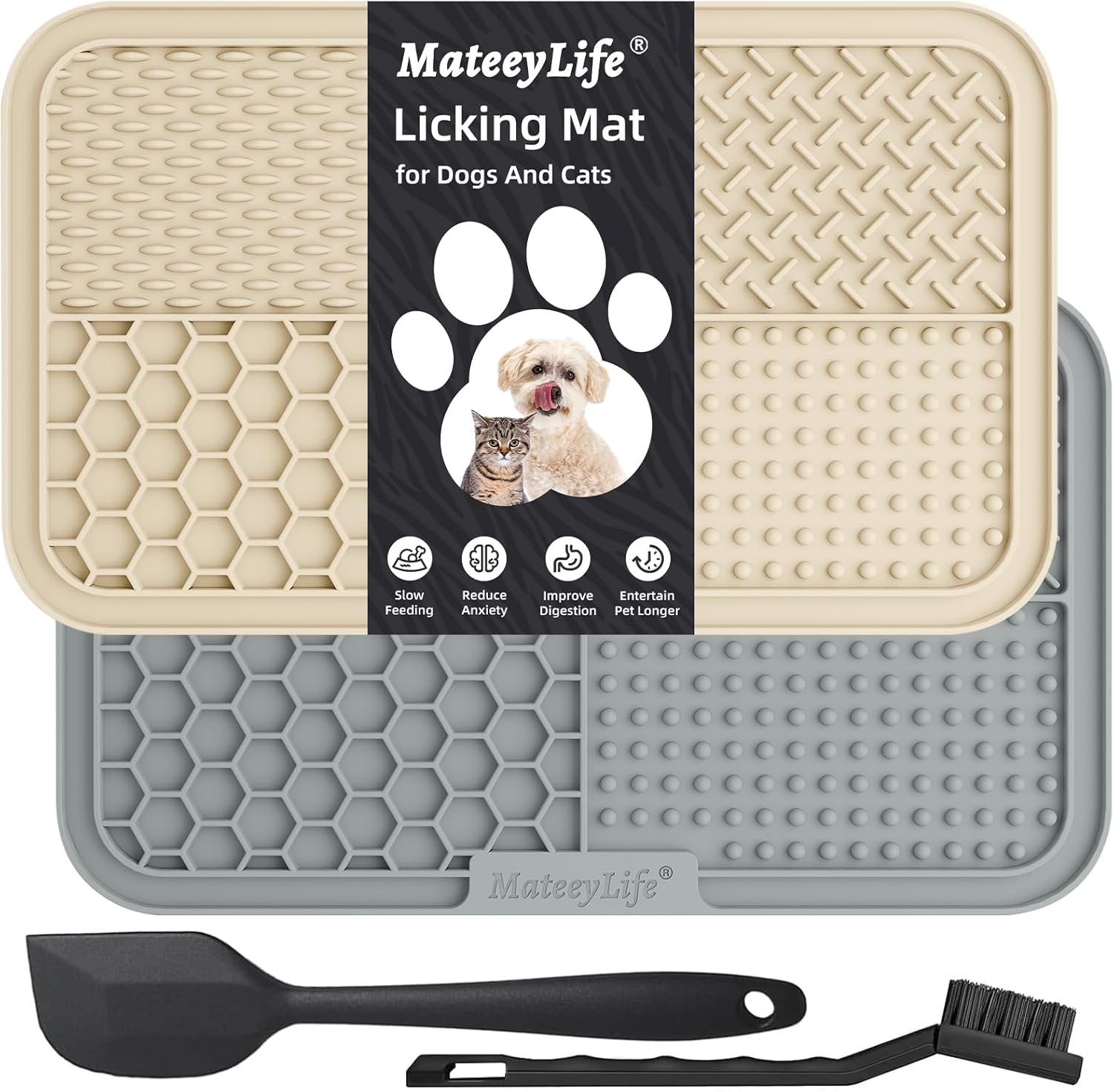 MateeyLife 2PCS Large Lick Mat for Dogs with Sucti...