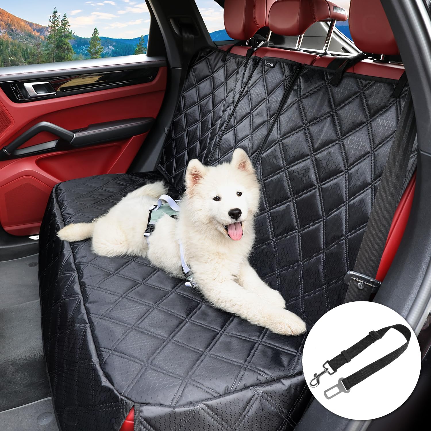 KYG Dog Car Seat Cover Premium Nonslip Back Seat Cover for Dogs Scratch Proof Wa...