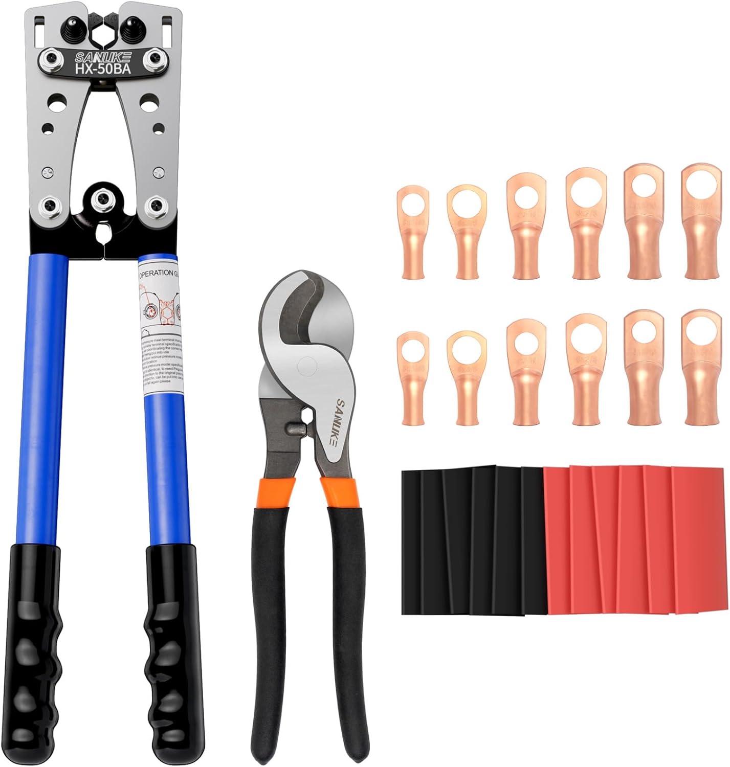 Sanuke Battery Cable wire Lug Crimping Tool for AWG 8-1/0 Electrical Lug Crimper...