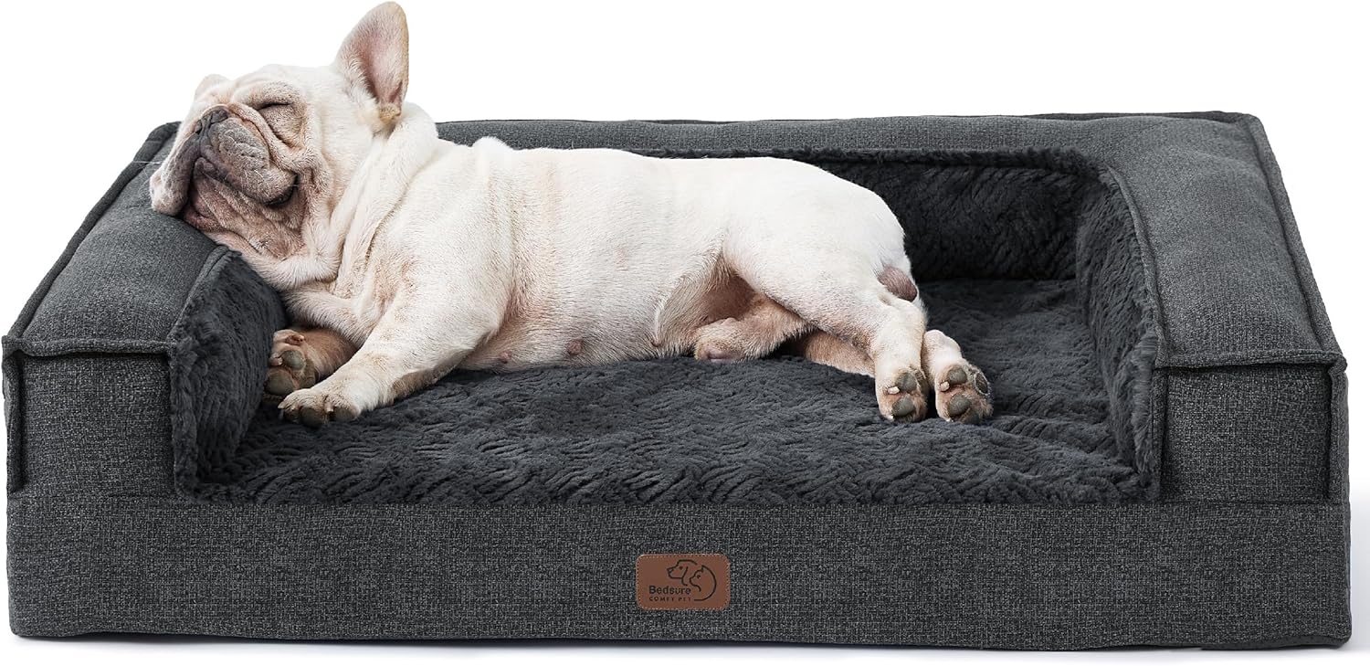Bedsure Dog Sofa Bed Medium - Washable Orthopedic Puppy Bed with Removable Comfy...