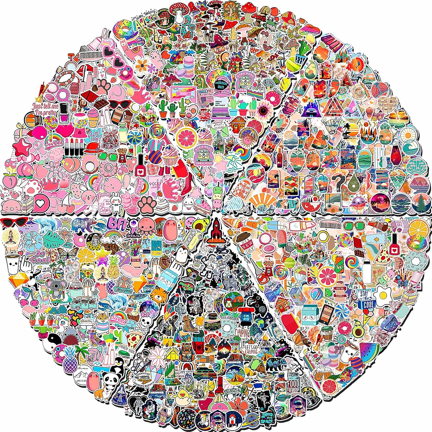 Arme 600 PCS Stickers Pack，Cute Colorful Waterproof Stickers，Vinyl Art Sticker...