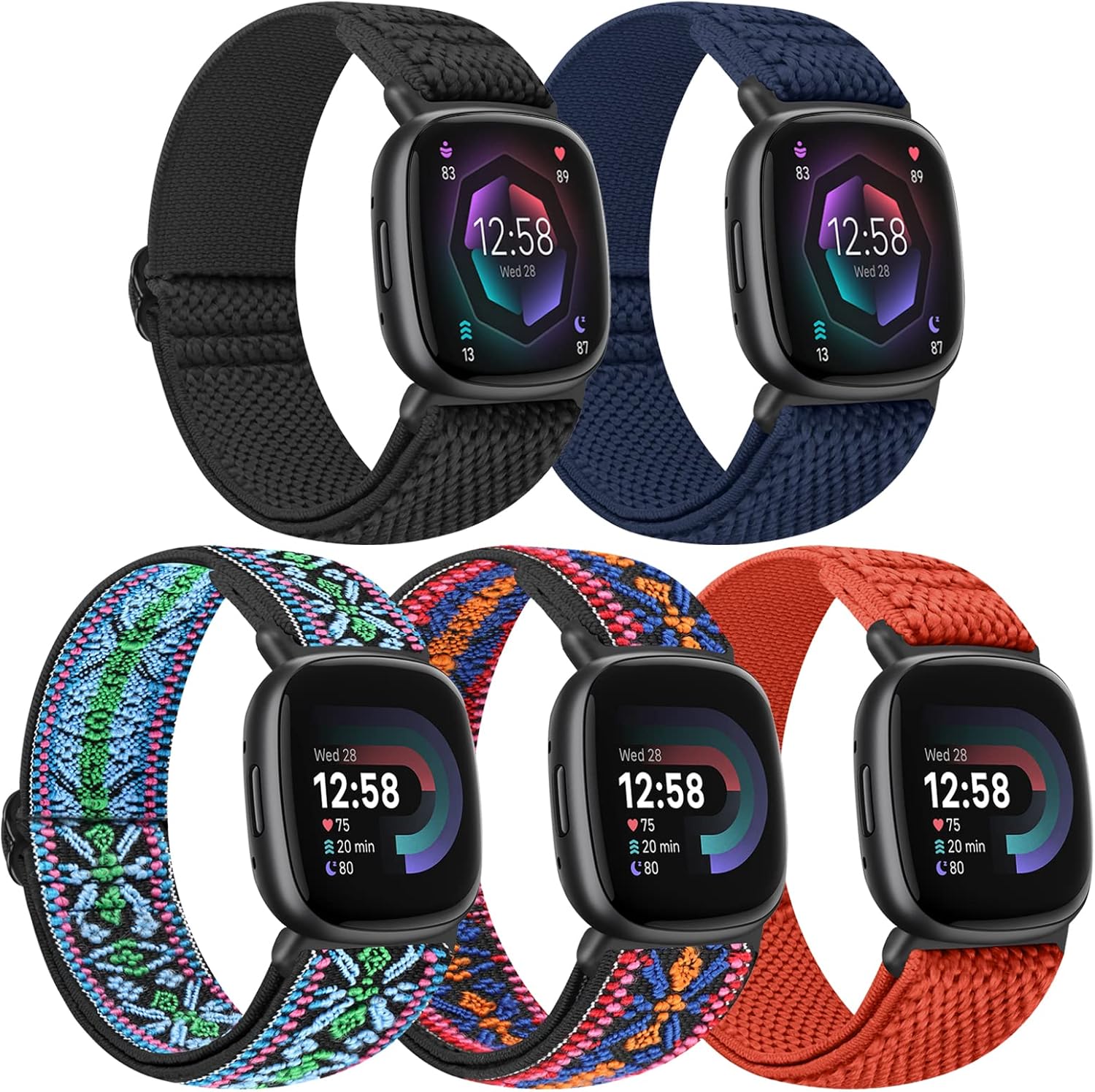 Tiptops 5 Pack Straps Compatible for Fitbit Versa 4/Fitbit Sense 2 Straps/Fitbit...