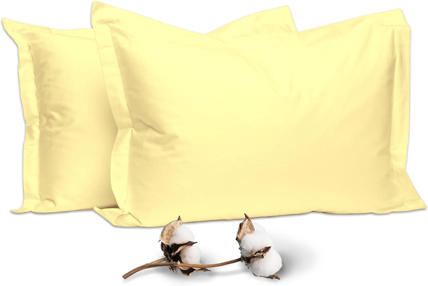 Pizuna 100% Cotton Standard Pillowcases 2 Pack Mellow Yellow 50x75cm, 400 Thread...
