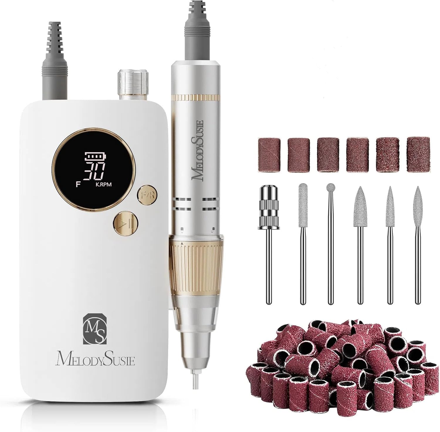 MelodySusie Electric Nail File 30000 RPM,SC320F Professional Rechargeable Nail D...