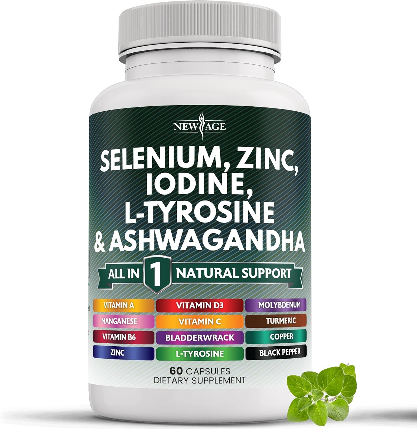 Selenium, Zinc, Iodine, L Tyrosine, Ashwagandha - Thyroid Support Supplement for...