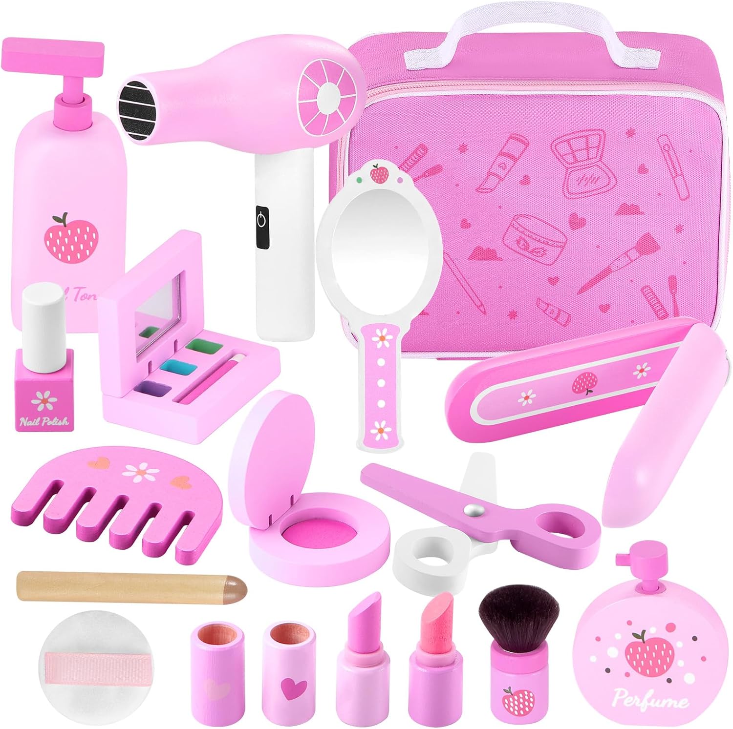 GAGAKU Wooden Makeup Set Kids Pretend Makeup Sets Wooden Toy Kit Montessori Fake...