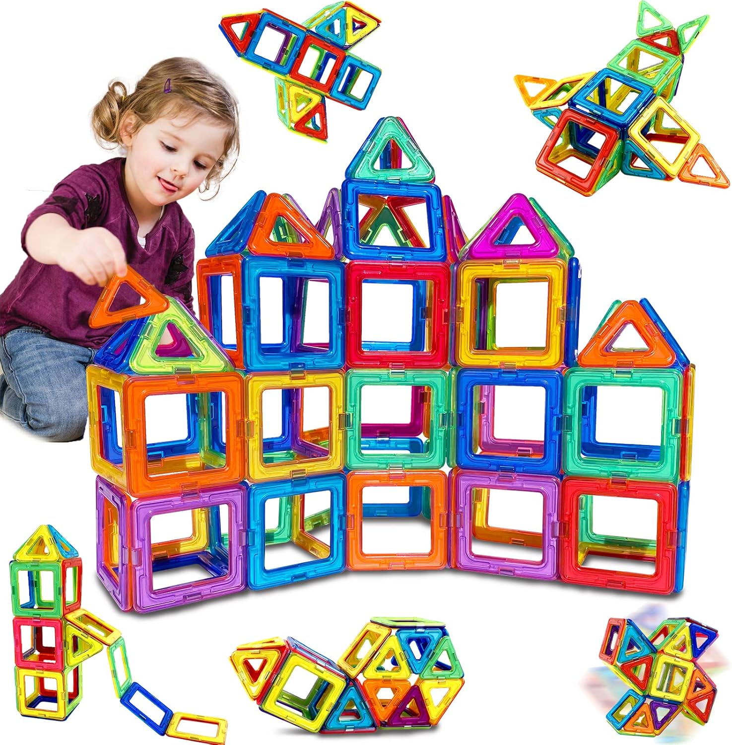 38PCS Magnetic Building Blocks Magnetic Tiles Magnets for Kids Construction Lear...