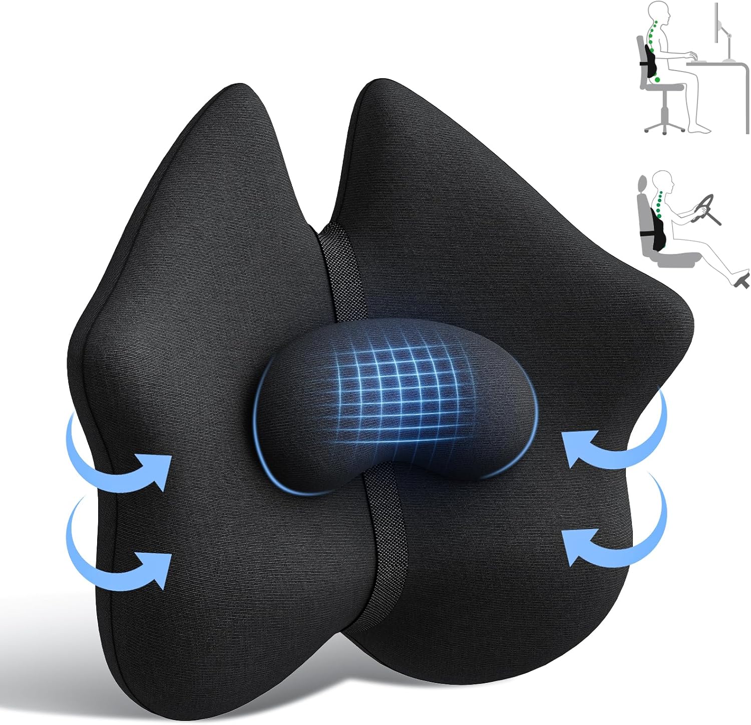 A-Pce Lumbar Support Cushion - Ergonomic Memory Foam Back Support Cushion for Of...