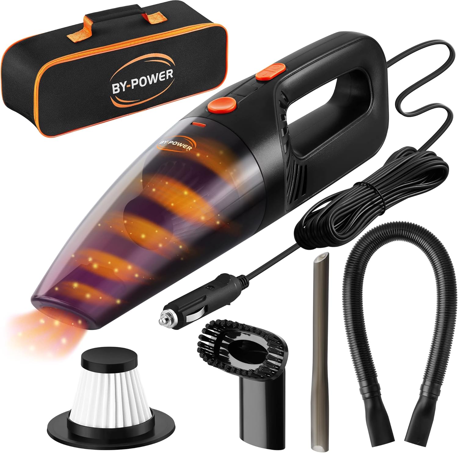 BY-POWER Car Vacuum Cleaner, Portable High Power Mini Handheld Vacuum Cleaner fo...