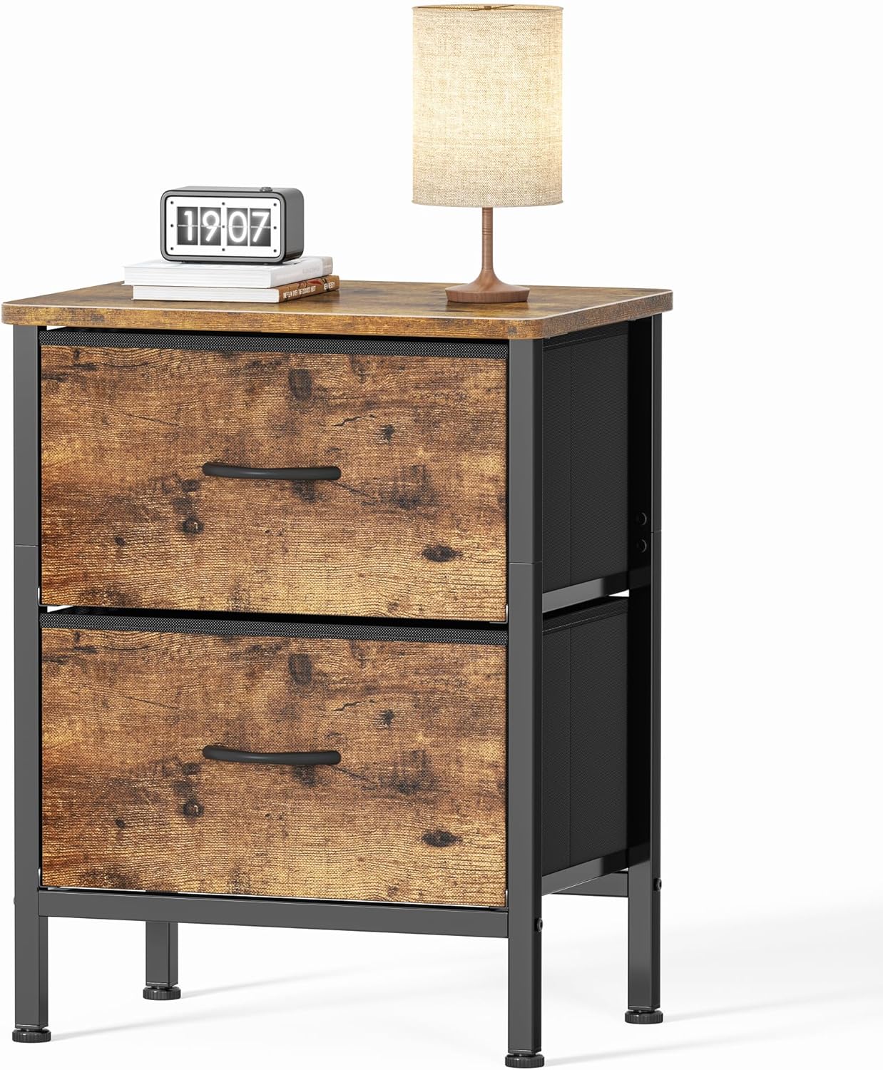 HOMIDEC Bedside Table, Bedside Cabinet with 2 Large Capacity Fabric Storage Draw...