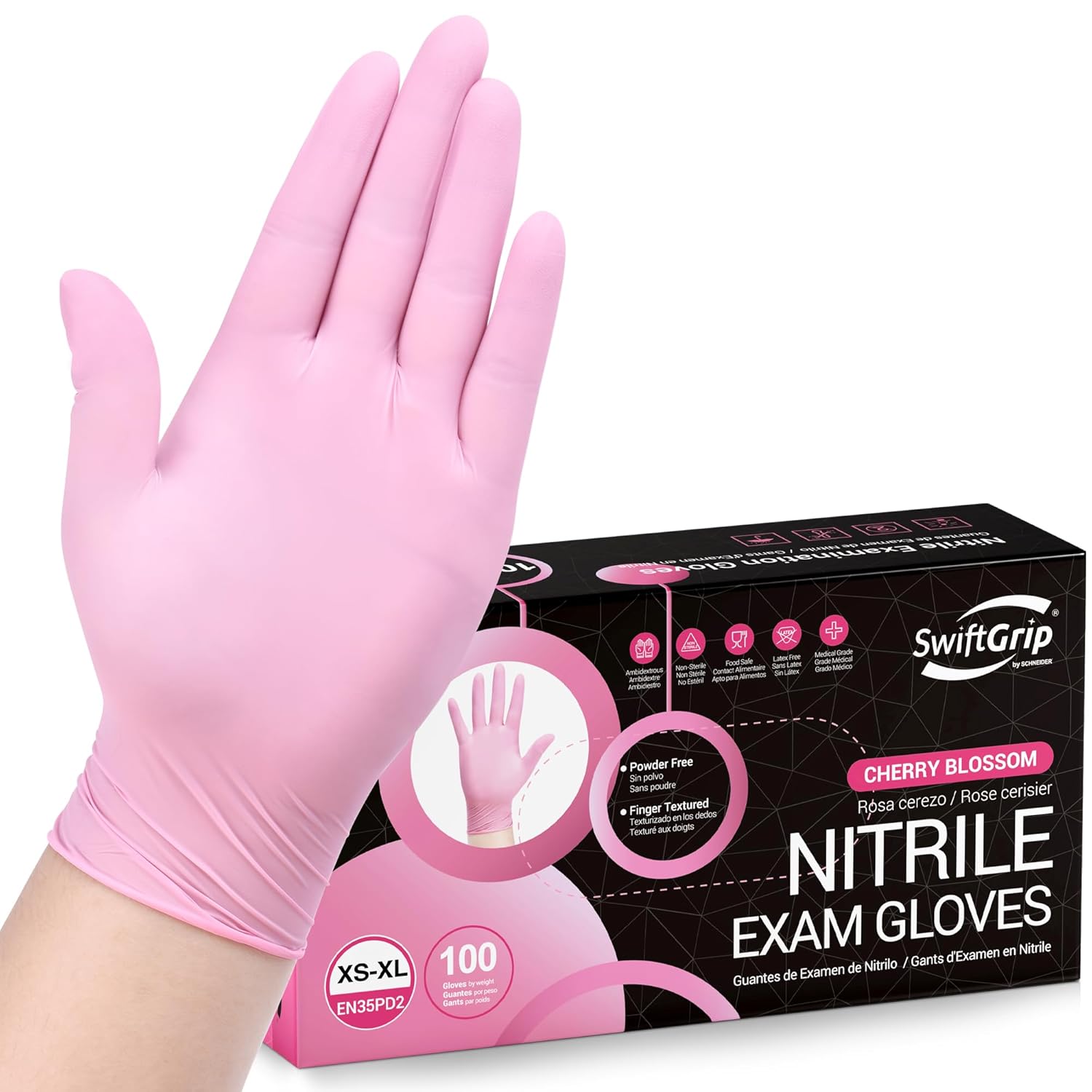 Pink Disposable Gloves, Medical exam Gloves Disposable Latex Free, Gloves for Cl...