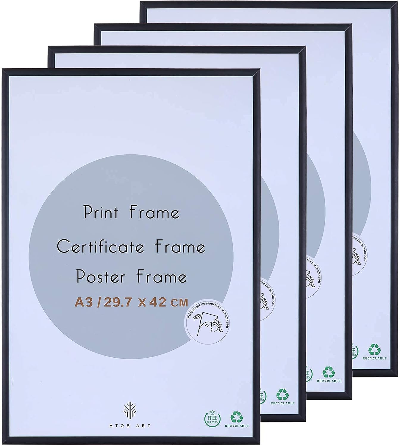 A3 Aluminum Photo Picture Frame - 29.7 x 42 CM Black Metal Certificate Frames wi...