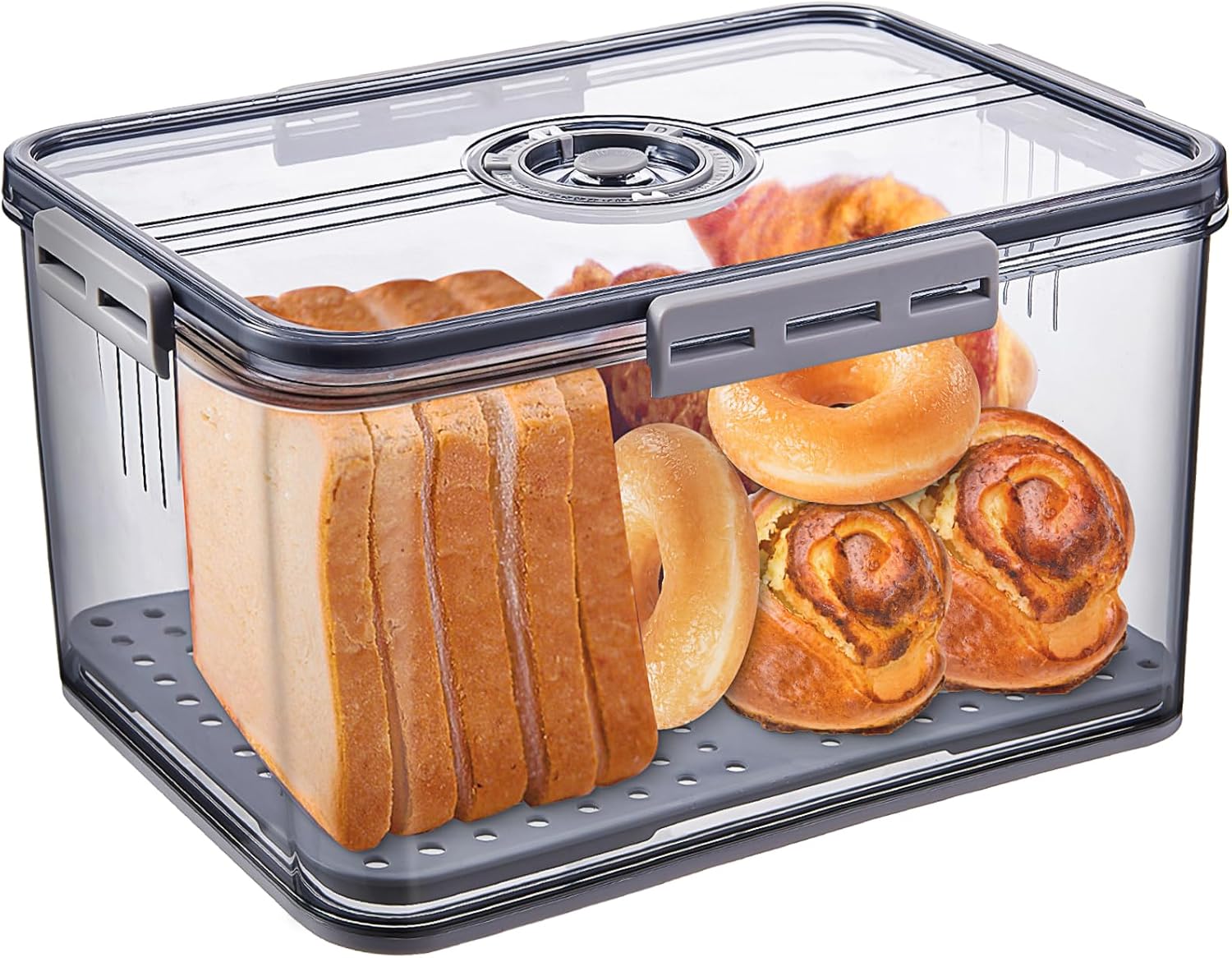 Bread Box Bread Boxes for Kitchen Counter Airtight, Time Recording Bread Storage...