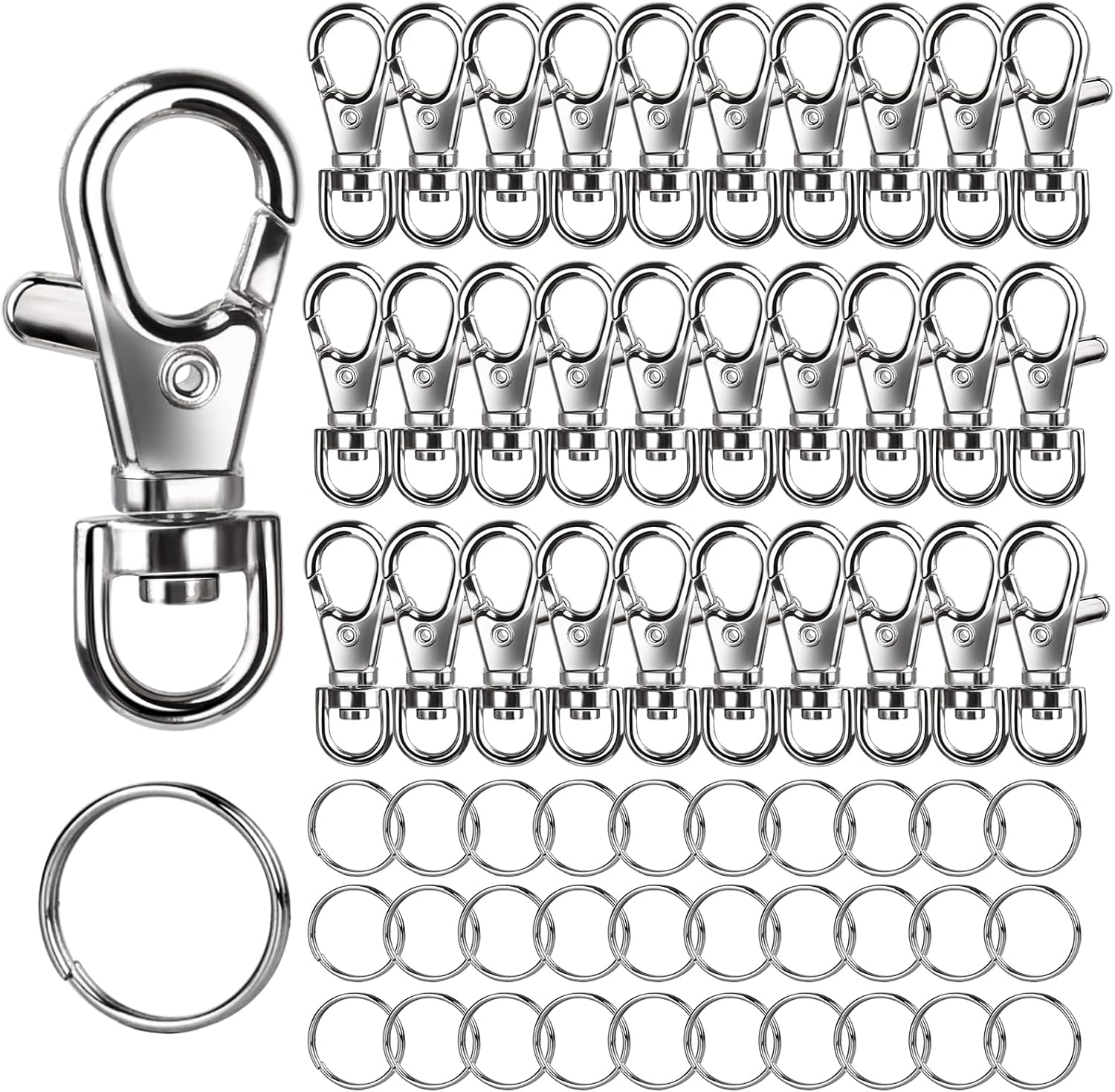 LEOBRO 60Pcs Swivel Lobster Clasps, Key Ring, Keyrings, 30PCS Lobster Clasps and...