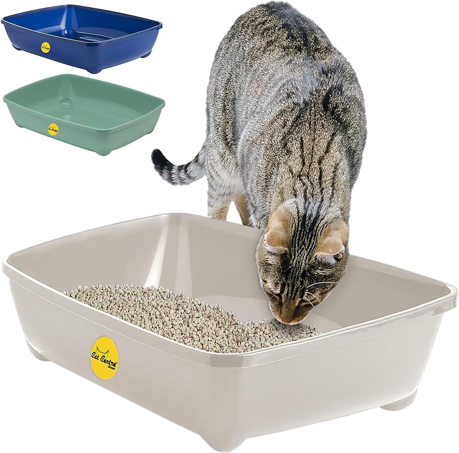 CAT CENTRE Grey Jumbo Open Cat Litter Tray 56cm XL Pet Toilet Kitten Easy Clean...