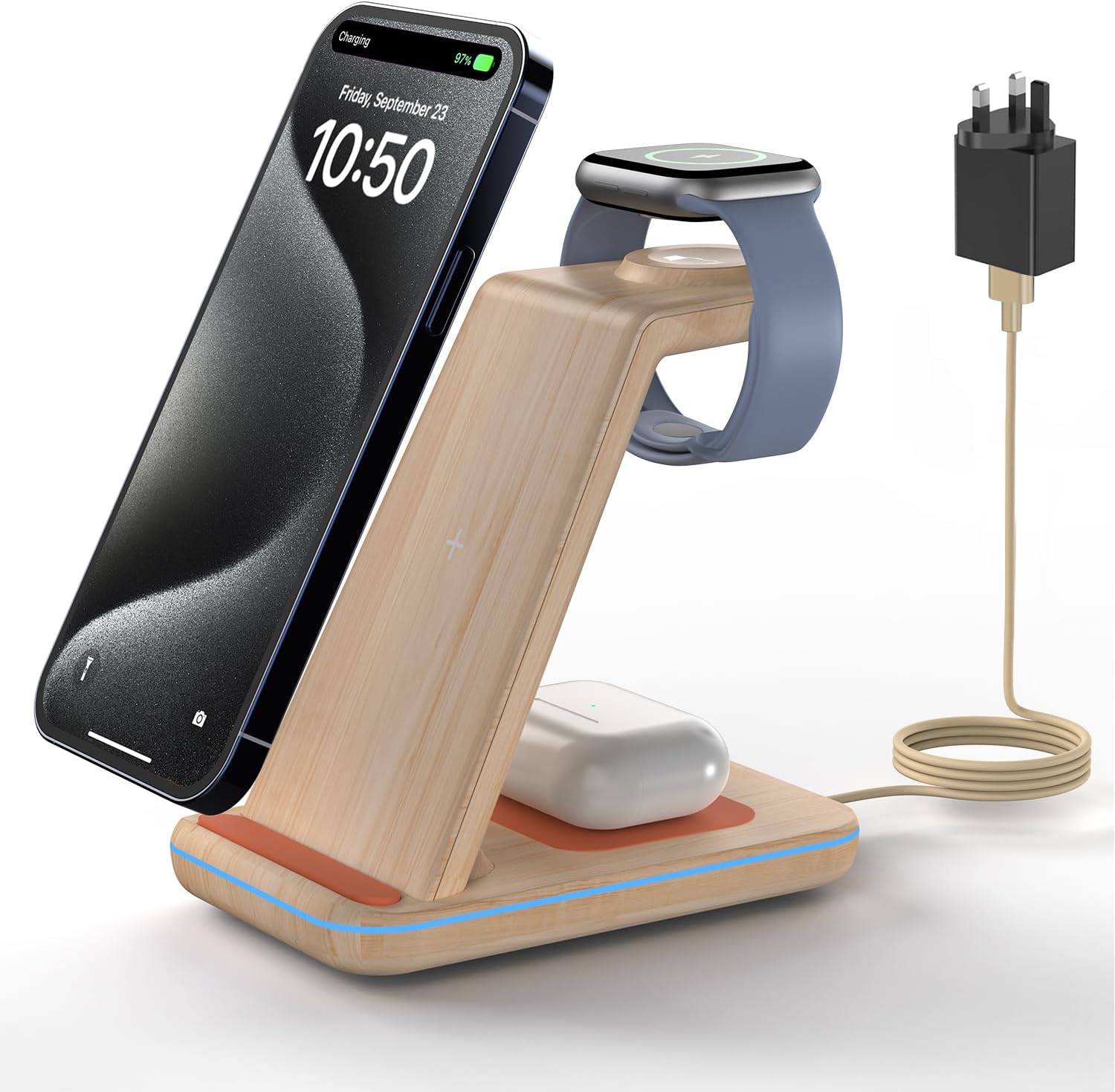 GEEKERA Wireless Charger, 3 in 1 Wireless Charging Station for iPhone 16/15/14/1...