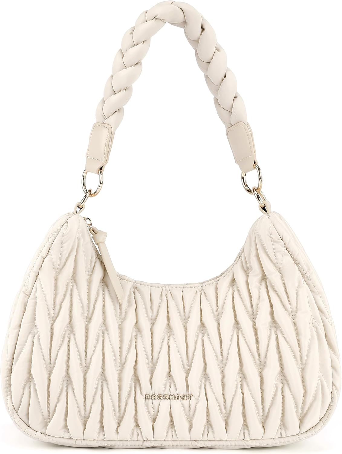 BAGSMART Small Shoulder Bags for Women, Puffy Cute Purses for Women with Woven T...