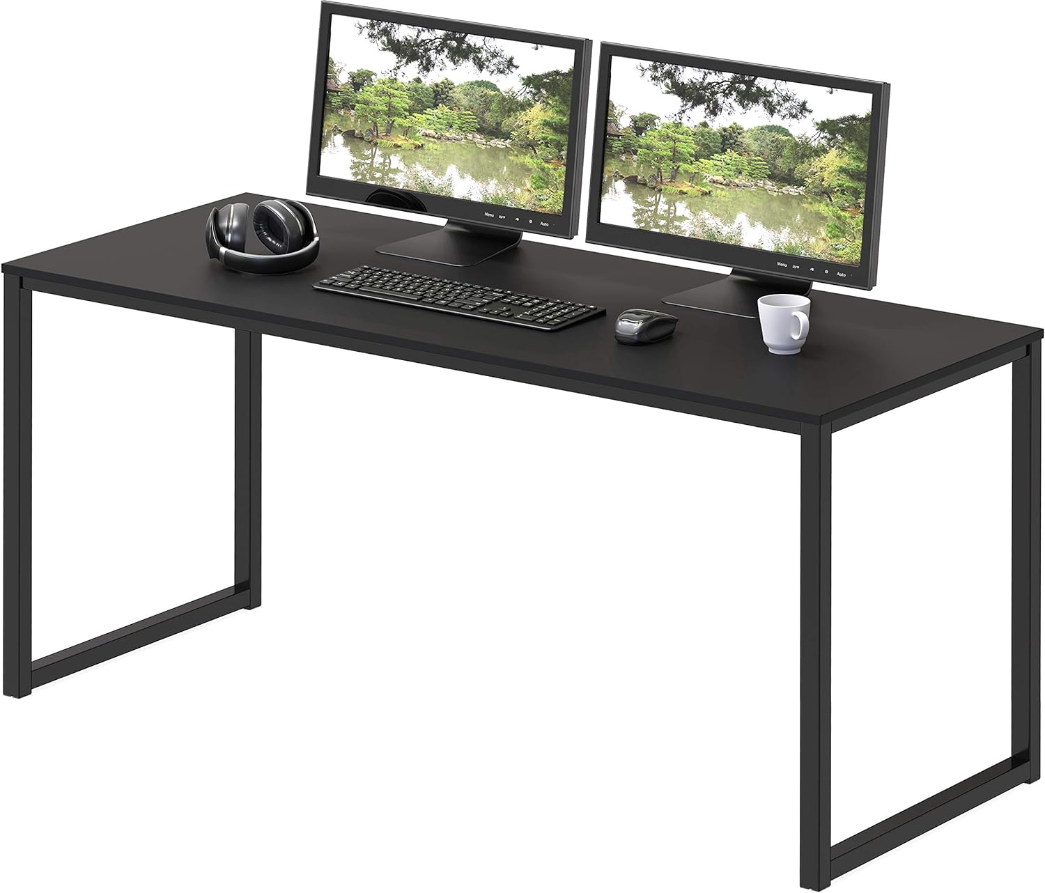 SHW Mission Home Office 48-Inch Computer Desk, Black Black 48-Inch