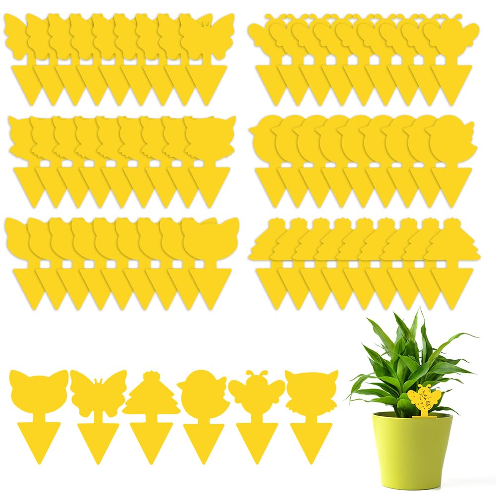 Flintronic Fruit Fly Traps, 60 Pack Yellow Double-sided Fungus Gnat Sticky Catch...