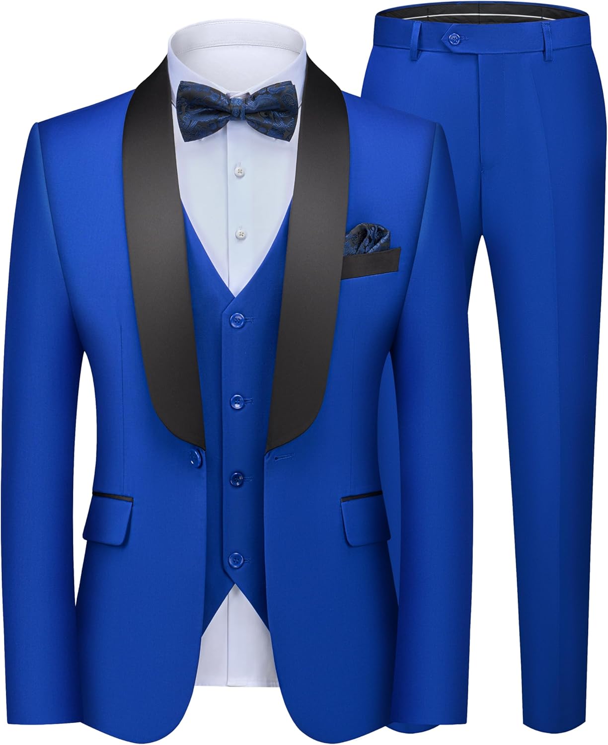MAGE MALE Men's 3 Piece Suit Slim Fit Solid One Button Party Wedding Tuxedo Suit...