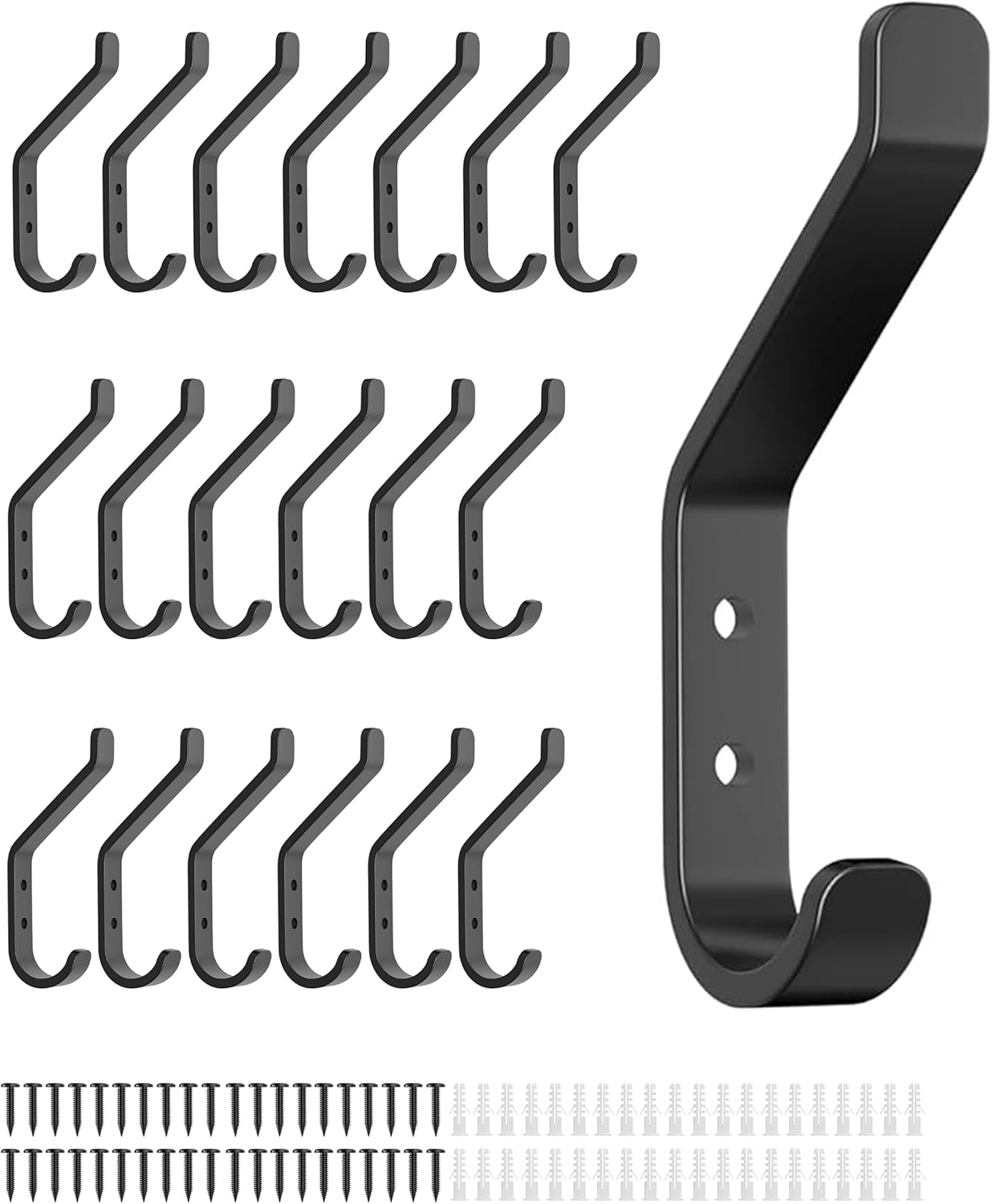 susswiff 20-Pack Aluminum Coat Hooks for Hanging - 10KG (Max) Wall Hook with Scr...