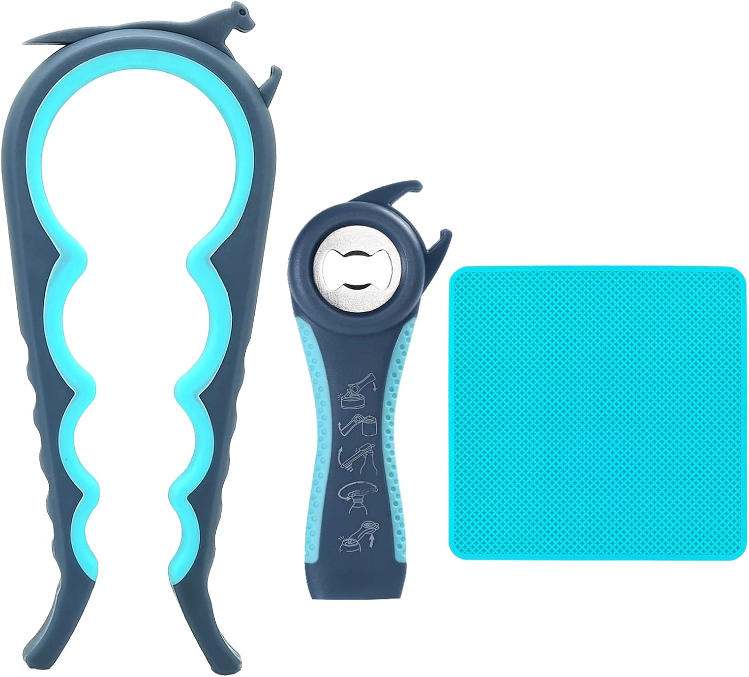 Otstar 6 in 1 Jar Opener 5 in 1 Bottle Opener with Rubber Jar Gripper Pad Ideal...