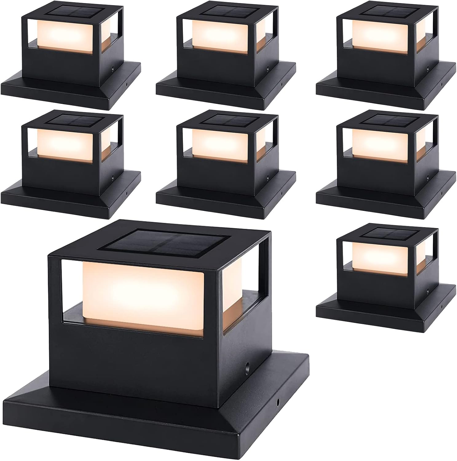 Viewsun 8 Pack Solar Post Cap Lights, Outdoor Garden Solar Powered Fence Post Ca...