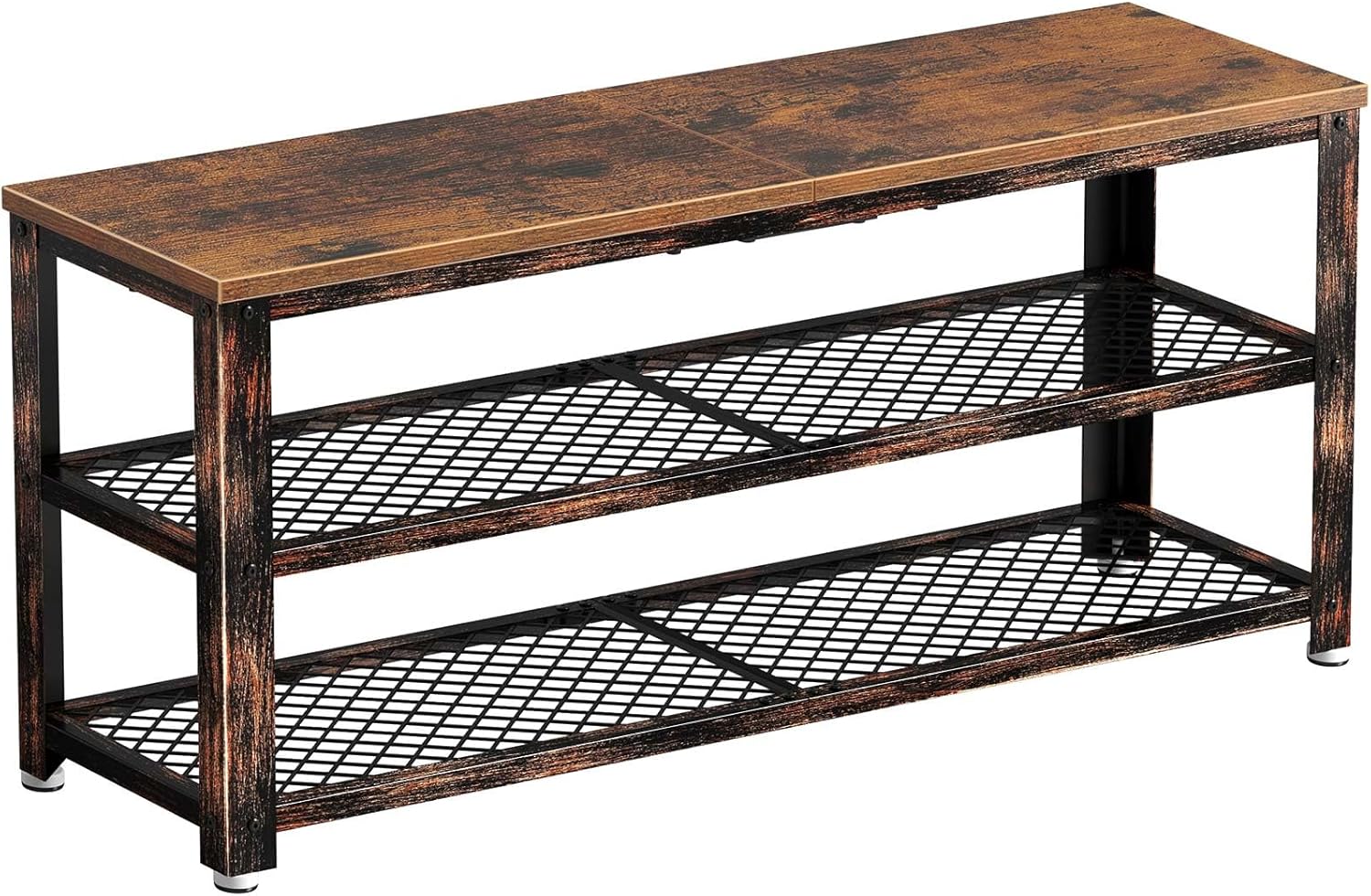 Rolanstar Shoe Bench, 3-Tier Shoe Rack, 39.4” Storage Entry Bench with Mesh Shel...