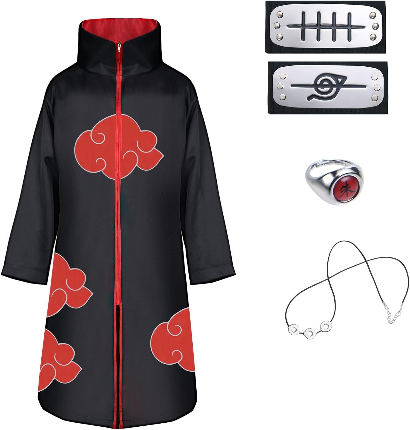 ACWOO Akatsuki Cloak, Akatsuki Coat Set, Unisex Ninja Cloak Ninja Long Robe with...