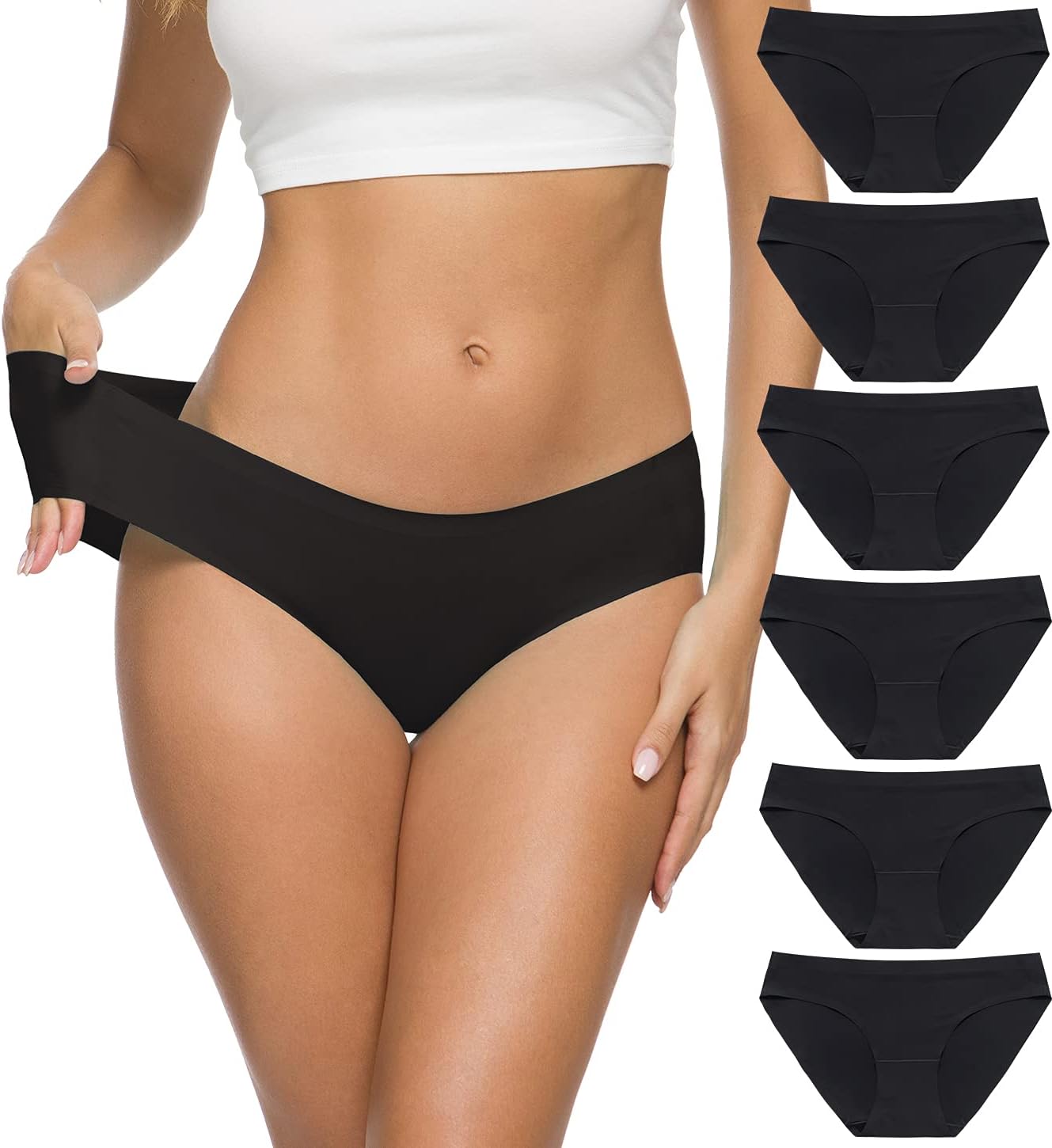 ALTHEANRAY Women’s Seamless Hipster Underwear No Show Panties Soft Stretch Bikin...