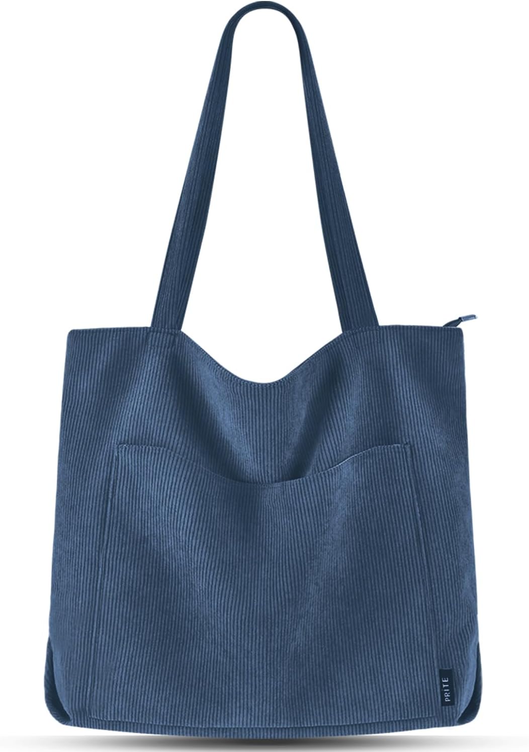 Prite Corduroy Tote Bag for Women Large Shoulder Bag with Zipper and Pockets for...
