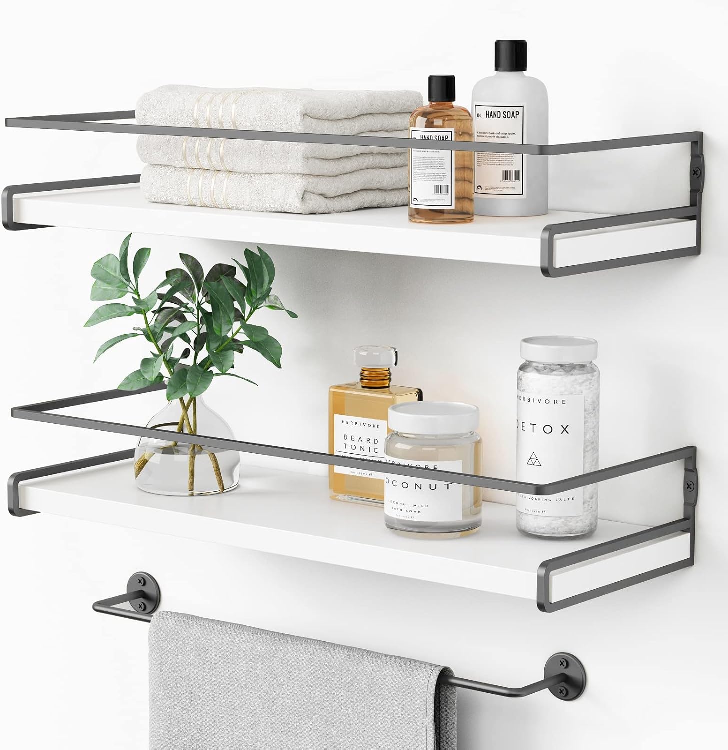 Forbena White Floating Shelves for Bathroom Organizer Over Toilet, Bathroom Shel...
