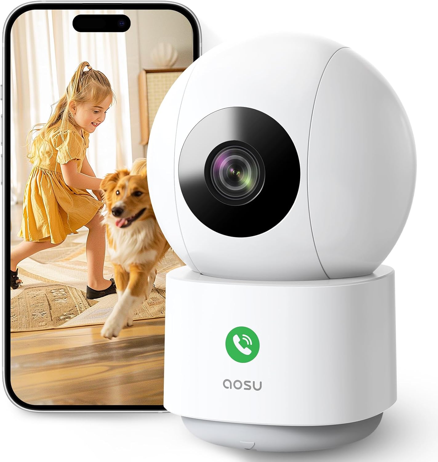 AOSU Indoor Camera with 2.4/5GHz WiFi - 2K Baby Monitor Pet Camera for Home Secu...