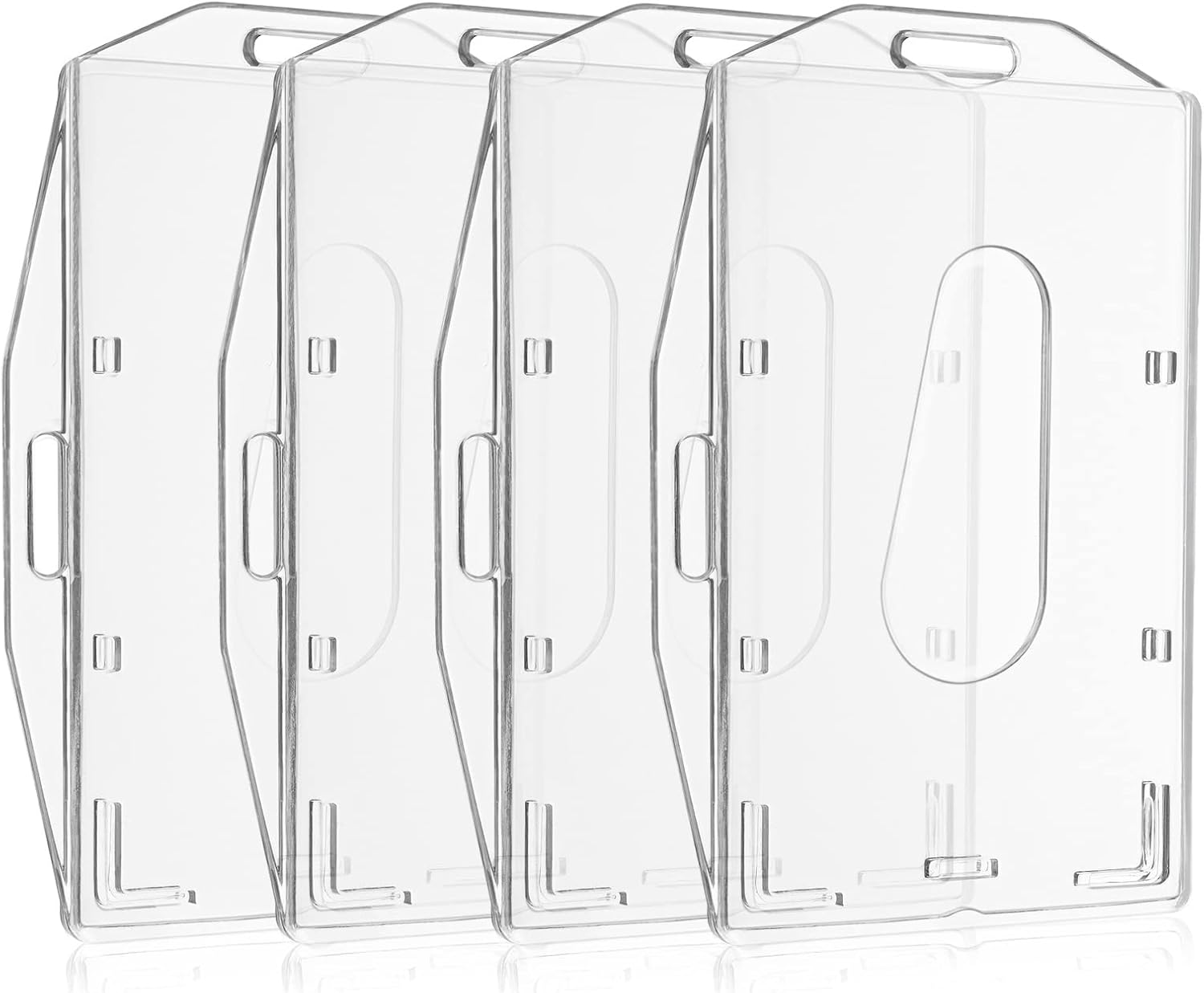 Vicloon Card Badge Holder, 4Pcs Clear Badge ID Card Holders Two-Sided Horizontal...