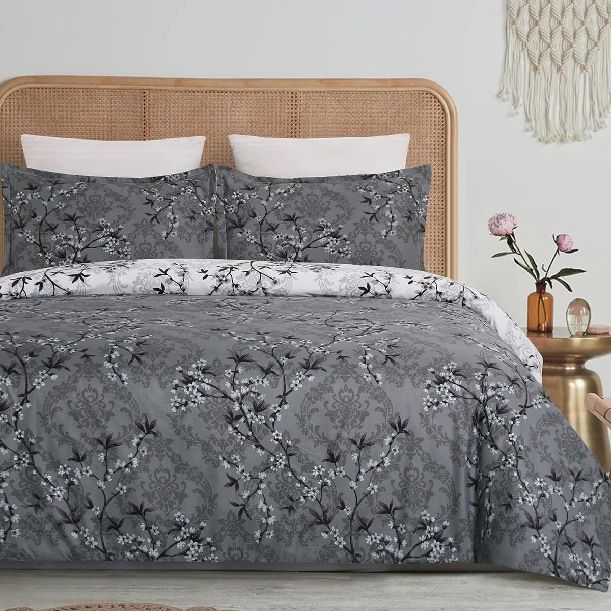 YEPINS Soft Brushed Microfiber Duvet Cover Set with Zipper Closure and Corner Ti...