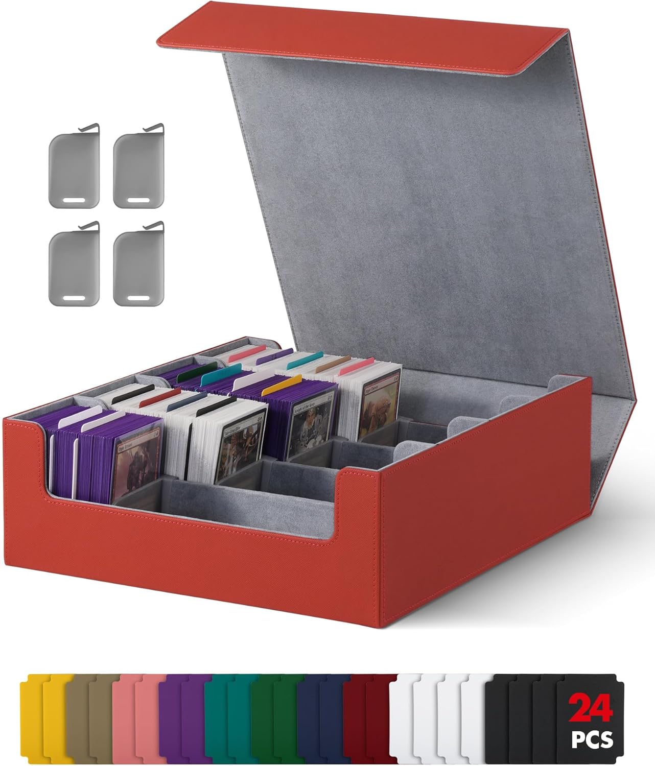 Card Storage Box for Trading Cards, 2400+ MTG Commander Deck Box With 24pcs Colo...