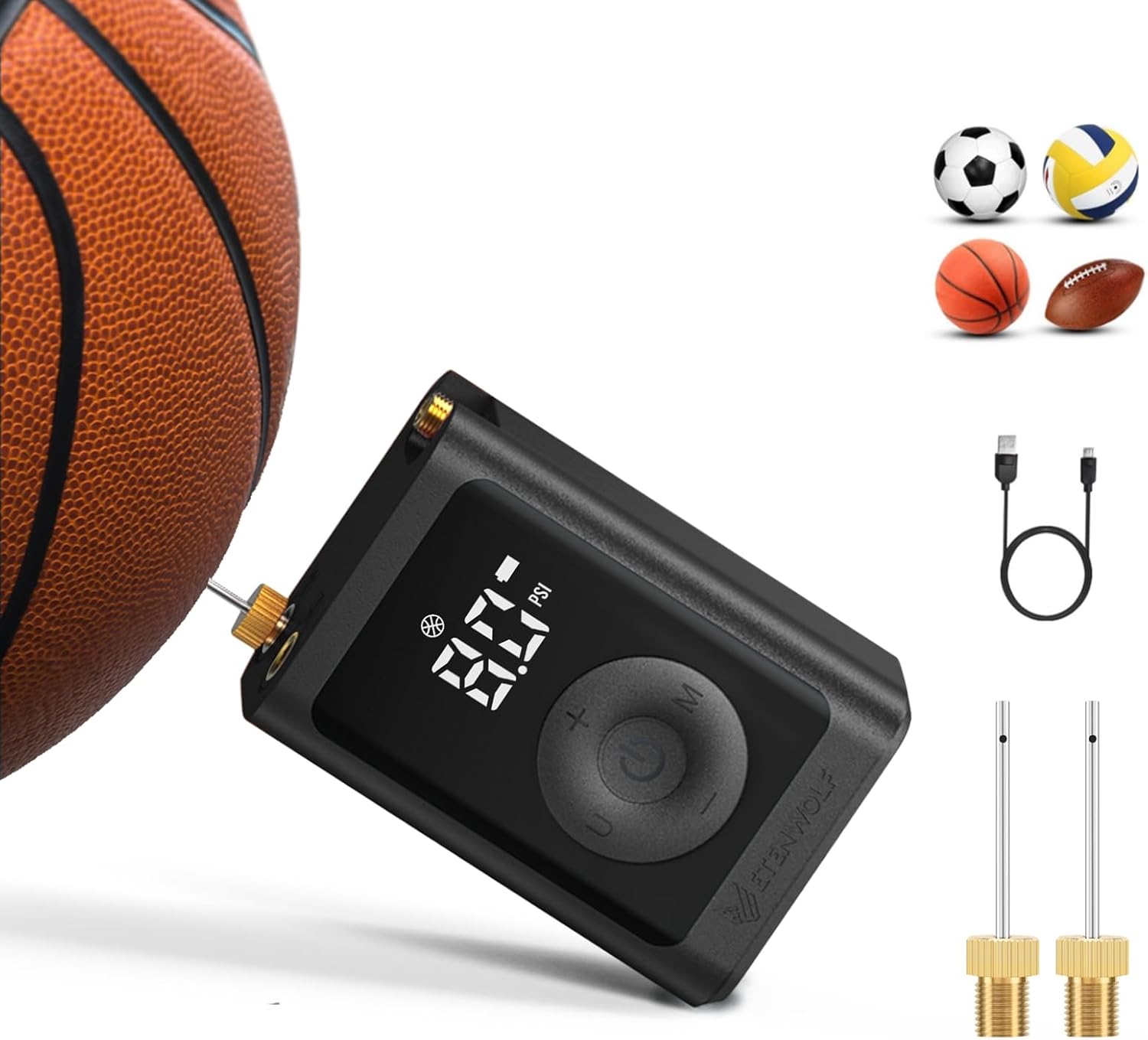 ETENWOLF Electric Ball Pump Inflation & Deflation 2-17PSI, Basketball Pump with...