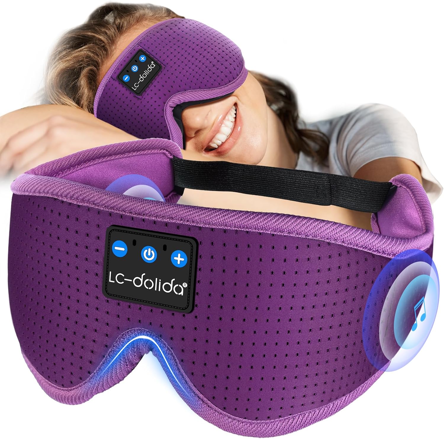 LC-dolida Bluetooth Sleep Mask Headphones,100% Blackout Sleep Headphones 15 Hour...