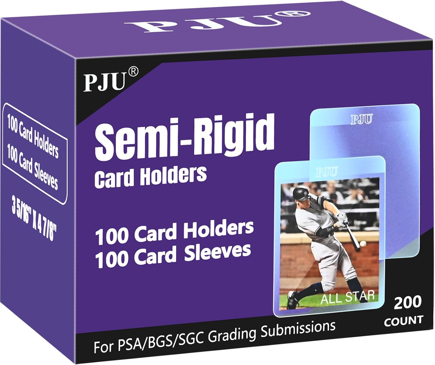 100ct Semi Rigid Card Holders & 100ct Card Sleeves for PSA, SGC, BGS, CSG Graded...