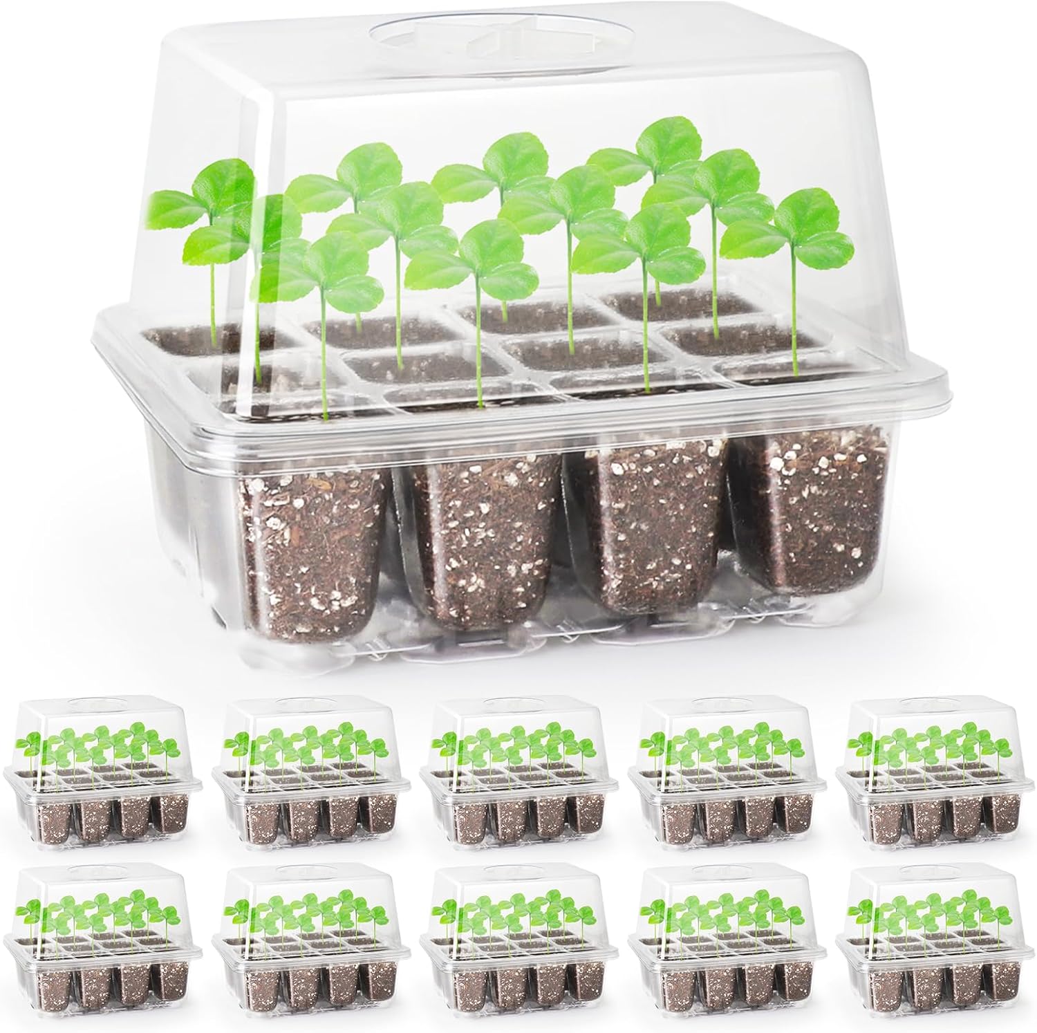 MIXC Seed Trays, 10 Pack 120 Cells Seed Trays for Seedlings Reusable Seed Trays...