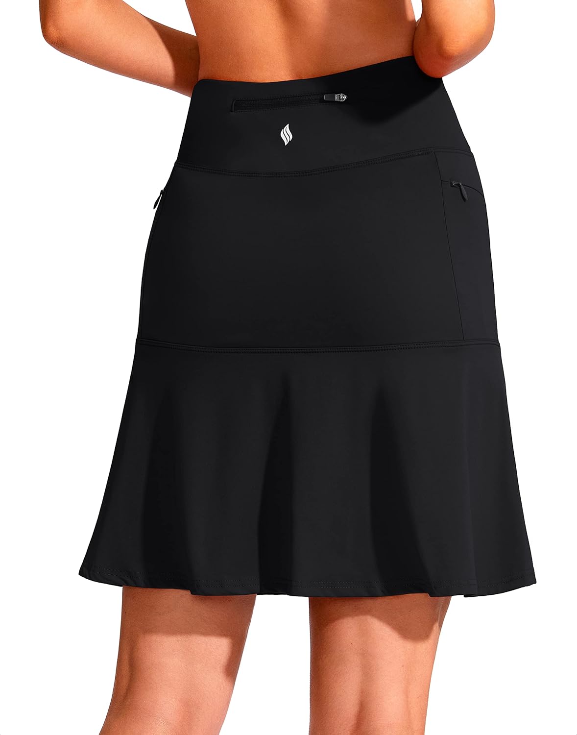 SANTINY 19" Golf Skorts Skirts for Women Zipper Pockets Knee Length Skort Women'...