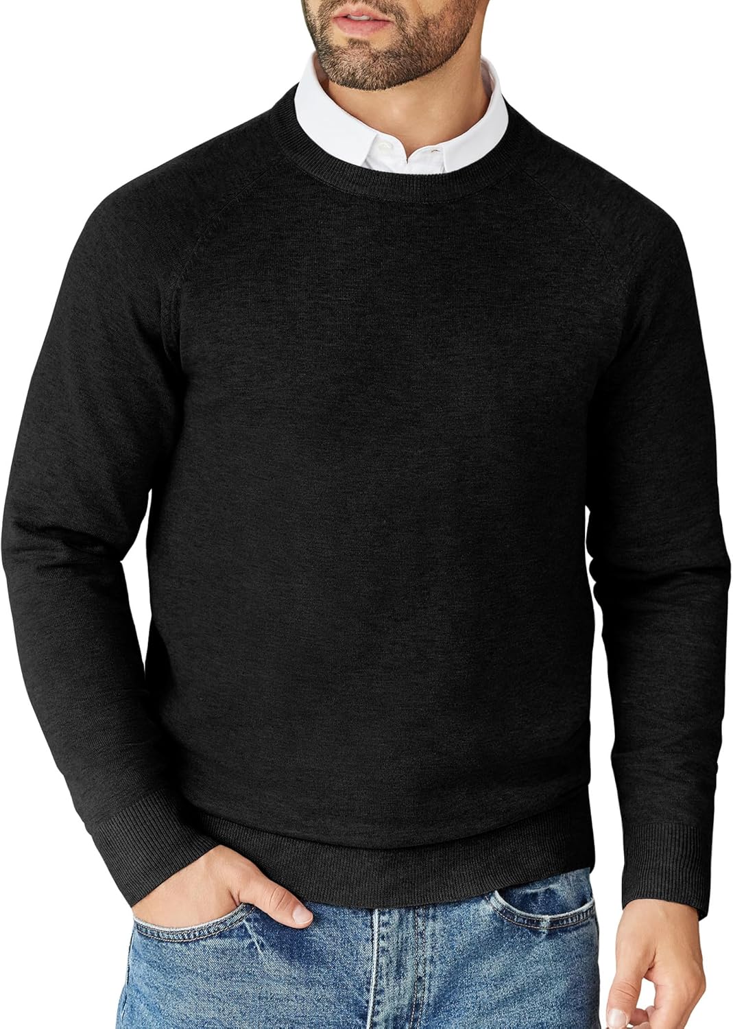 COOFANDY Men's Jumpers Crew Neck Sweater Knitted Jumper Round Neck Pullover Wint...
