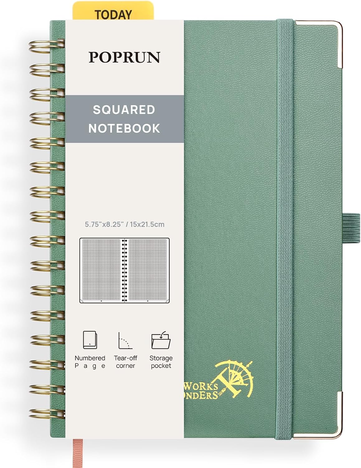 POPRUN Spiral Bullet Squared Journal Notebook, [A5 Size] - 120 Gsm Thick Paper,...