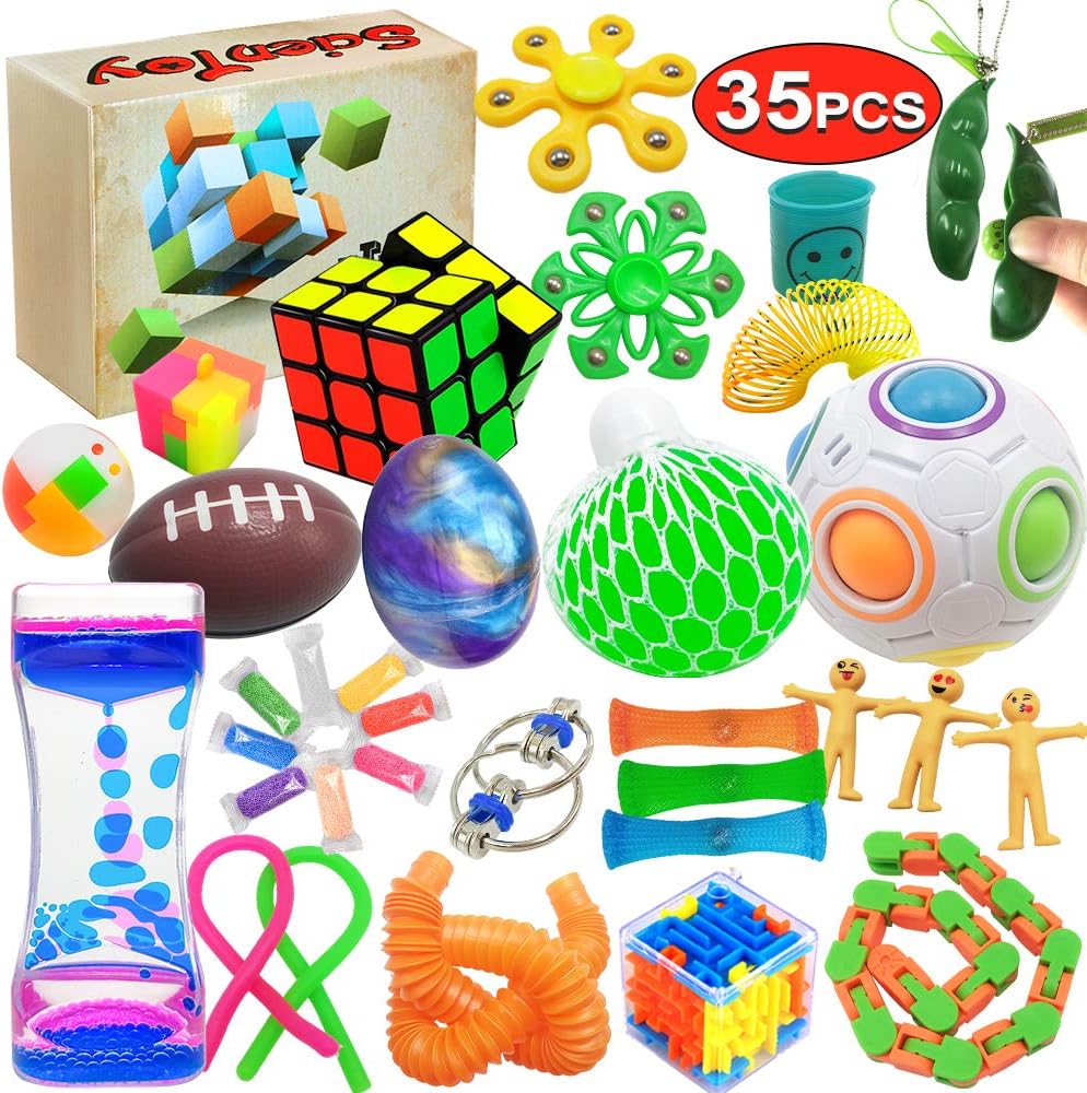 Scientoy Fidget Toy Set, 35 Pcs Sensory Toy for ADD, OCD, Autistic Children, Adu...